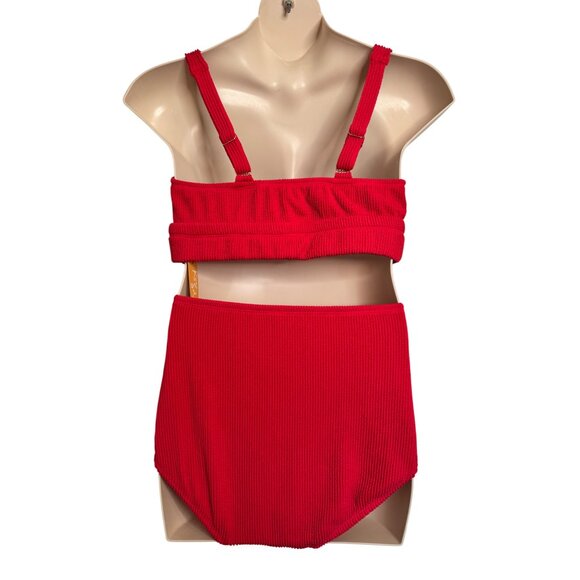 Kona Sol Ribbed 2 Piece Swimsuit Size 1X Pink 17/18 Padded NWT Adjustable Strap - Picture 14 of 14